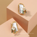 Shangjie OEM aretes para mujeres Baroque Pearl Butterfly Creative Fashion Earrings gold plated earings